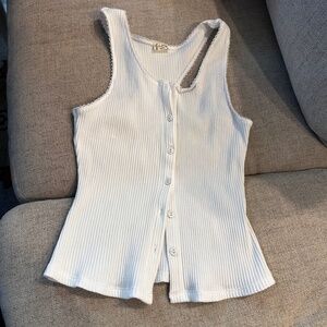 Free people white button tank